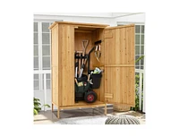 Outdoor Storage Cabinet with Roof and 3 Shelves Durable and Weather-Resistant Garden Organizer