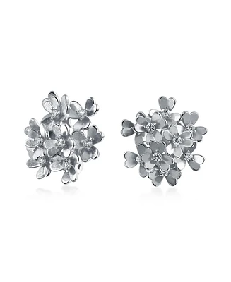 Bling Jewelry Bouquet Of Flower Cubic Zirconia Floral Cz Button Style Clip On Earrings Rose Gold Plated