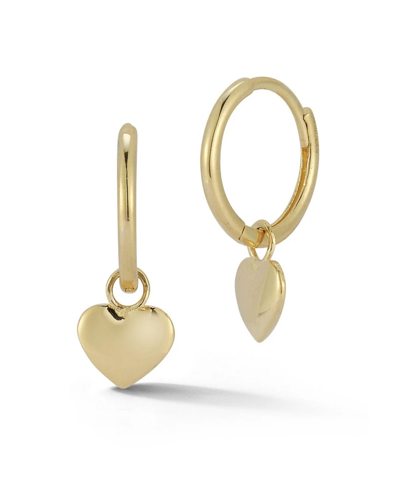 Rachel Zoe Fine Jewelry 14K Gold Heart Charm Small Hoop Earrings