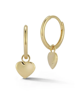 Rachel Zoe Fine Jewelry 14K Gold Heart Charm Small Hoop Earrings