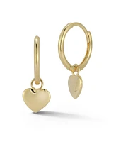 Rachel Zoe Fine Jewelry 14K Gold Heart Charm Small Hoop Earrings