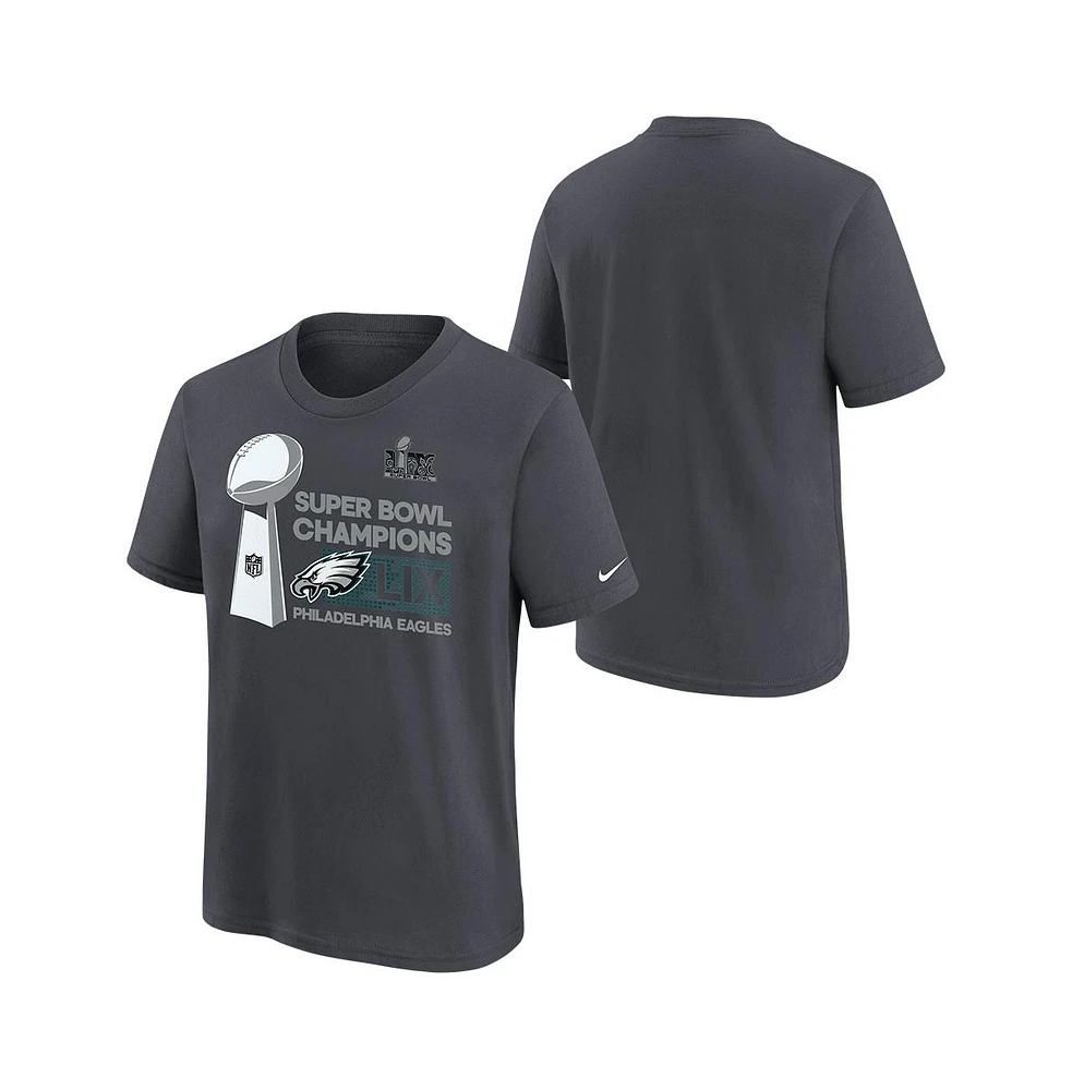 Nike Big Boys and Girls Anthracite Philadelphia Eagles Super Bowl Lix Champions Locker Room Trophy Collection T-Shirt