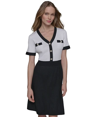 Karl Lagerfeld Paris Women's Colorblocked Sweater Dress