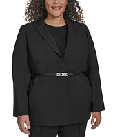 Dkny Plus Notch-Collar Belted One-Button Jacket