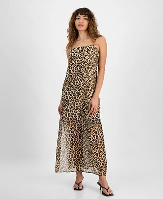 Bar Iii Women's Printed Mesh Overlay Maxi Dress, Exclusively at Macy's