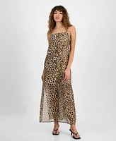 Bar Iii Women's Printed Mesh Overlay Maxi Dress, Exclusively at Macy's