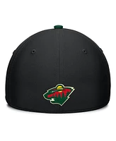 Fanatics Men's Black/Green Minnesota Wild Authentic Pro Rink Team Code Flex Hat