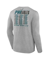 Fanatics Men's Heather Gray Philadelphia Eagles Super Bowl Lix Roster Long Sleeve T-Shirt