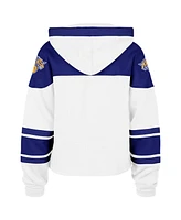 '47 Brand Women's White New York Knicks 2024/25 City Edition Superior Cropped Lace-Up Pullover Hoodie