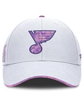 Fanatics Men's White St. Louis Blues Authentic Pro Hockey Fights Cancer Adjustable Hat