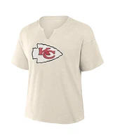 Fanatics Women's Cream Kansas City Chiefs Slub V-Neck T-Shirt