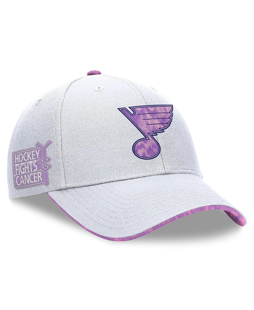 Fanatics Men's White St. Louis Blues Authentic Pro Hockey Fights Cancer Adjustable Hat