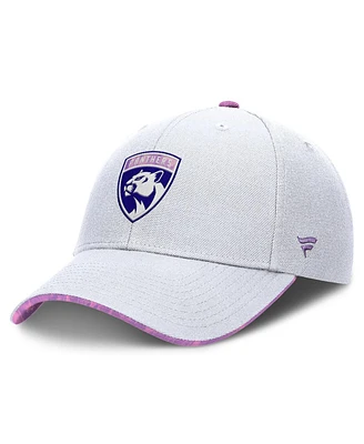 Fanatics Men's White Florida Panthers Authentic Pro Hockey Fights Cancer Adjustable Hat