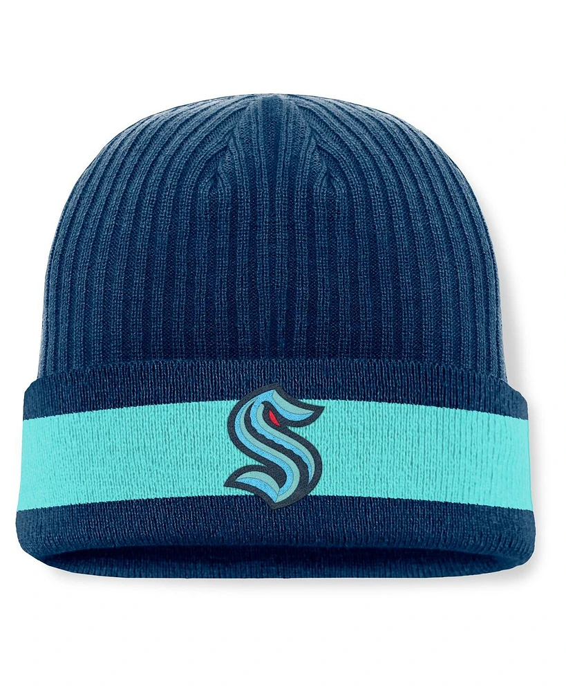 Fanatics Men's Deep Sea Blue Seattle Kraken Blueliner Cuffed Knit Hat