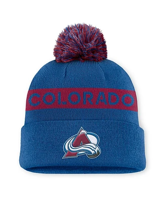 Fanatics Women's Blue/Burgundy Colorado Avalanche Authentic Pro Rink Cuffed Knit Hat with Pom