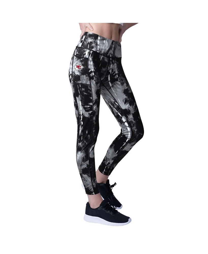 Msx by Michael Strahan Women's Black Kansas City Chiefs Serena Tie-Dye Leggings