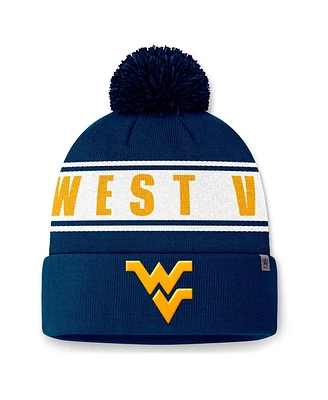 Top of the World Men's Navy West Virginia Mountaineers Slash Cuffed with Pom Knit Hat