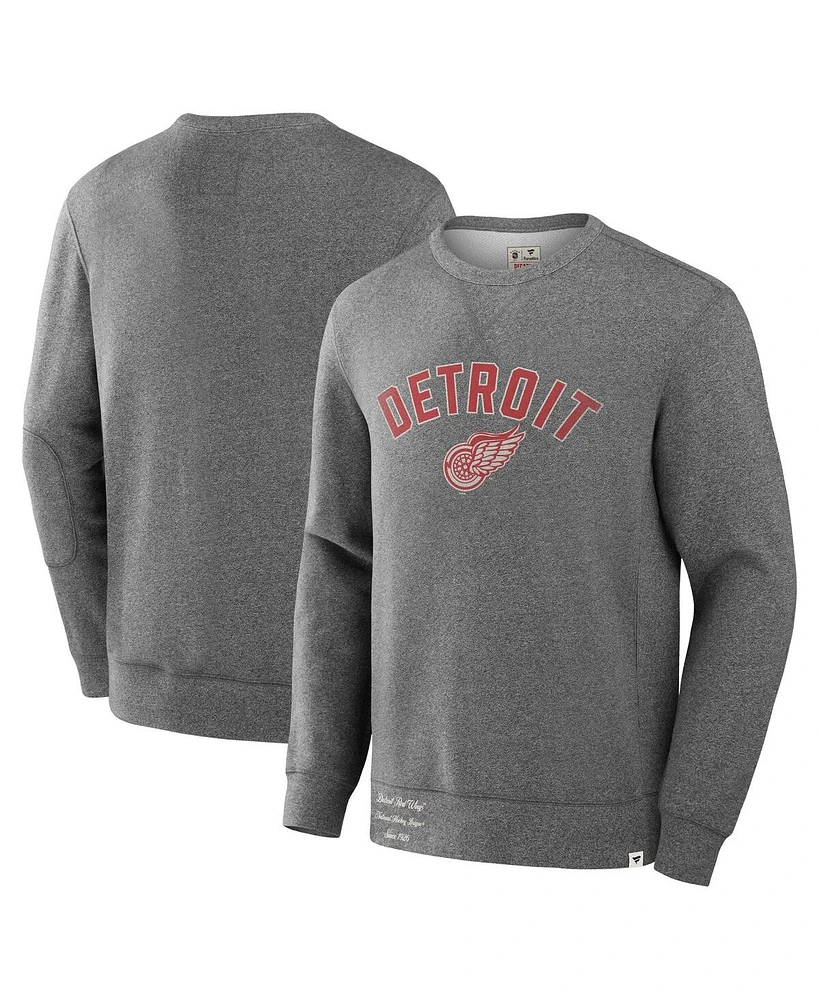 Fanatics Men's Heather Gray Detroit Red Wings Decades Collection Legendary Fleece Pullover Sweatshirt