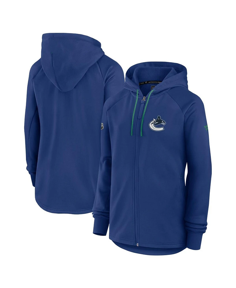 Fanatics Women's Blue Vancouver Canucks Authentic Pro Rink Fleece Full-Zip Jacket