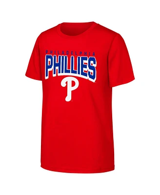 Outerstuff Big Boys and Girls Red Philadelphia Phillies On The Block T-Shirt