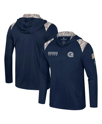 Colosseum Men's Navy Georgetown Hoyas Oht Military Appreciation Quarter-Zip Hoodie Jacket