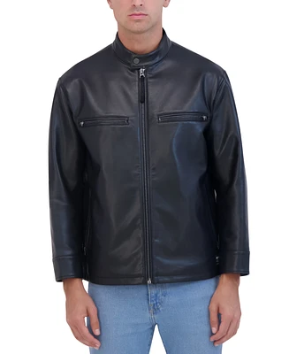 Hudson Men's Hm-307 Faux Leather Racer Jacket