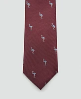 Mango Men's Mulberry Silk Animal Print Tie