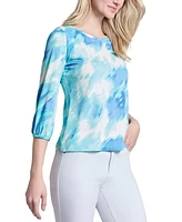 Jones New York Petite Printed 3/4-Sleeve Top