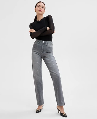 I.n.c. International Concepts Women's Embellished High Rise Jeans, Exclusively at Macy's