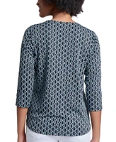 Jones New York Petite Printed 3/4-Sleeve Top