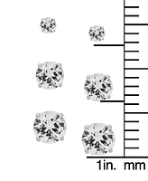 Lab Grown White Sapphire Round Stud Earrings (1 ct. t.w.) 3-Pc. Set in Sterling Silver