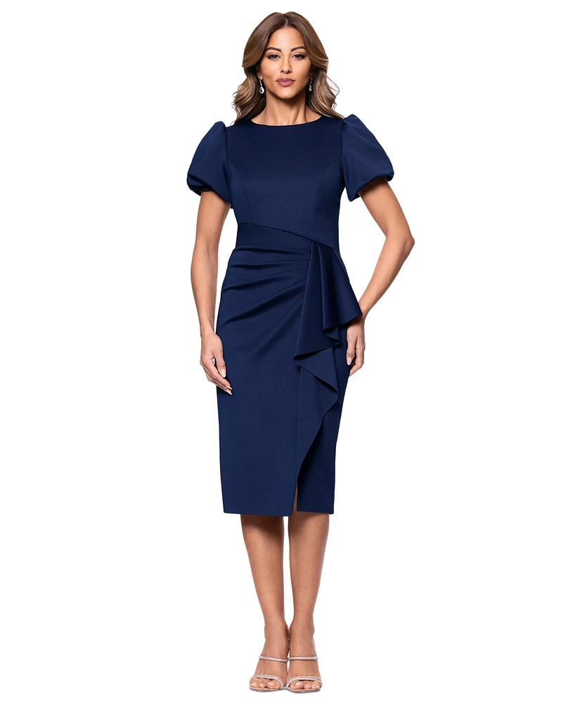 Xscape Women's Draped Puff-Sleeve Sheath Dress