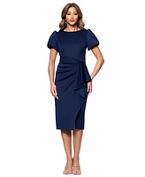 Xscape Women's Draped Puff-Sleeve Sheath Dress