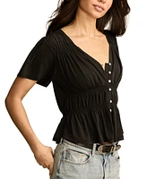 Lucky Brand Women's Sandwash Shirred Button-Front Top