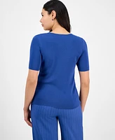 Tahari Asl Women's Fine-Rib Crewneck Sweater T-Shirt