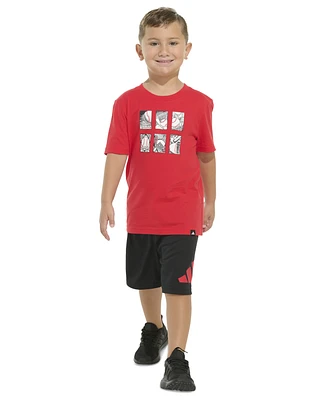 adidas Toddler & Little Boys Short-Sleeve T-Shirt Elastic-Waistband Logo Shorts, 2 Piece Set