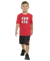 adidas Toddler & Little Boys Short-Sleeve T-Shirt Elastic-Waistband Logo Shorts, 2 Piece Set