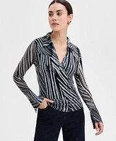 I.n.c. International Concepts Women's Printed Johnny-Collar Top, Exclusively at Macy's