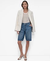 Dkny Women's Notch-Collar Split-Cuff Logo-Patch Jacket