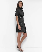 Dkny Women's Zip-Front Belted Short-Sleeve Dress