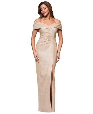 Xscape Plus Off-Shoulder-Sweetheart-Neck Gown