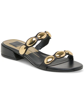 Dolce Vita Women's Fresco Embellished Double Band Slide Low Block Heel Dress Sandals