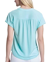 Jones New York Women's Split-Neck Short-Sleeve Henley Top