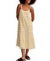 Lucky Brand Women's Smocked Gingham Midi Dress