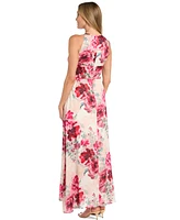 R & M Richards Women's Floral-Print Halter Gown