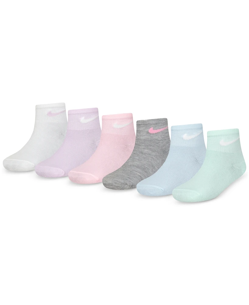 Nike Little Girls Metallic Swoosh Quarter Socks, Pack of 6