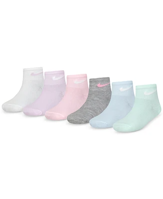Nike Little Girls Metallic Swoosh Quarter Socks, Pack of 6