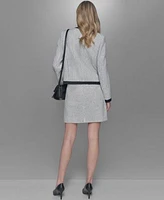 Karl Lagerfeld Paris Womens Tweed Framed Jacket A Line Mini Skirt Flutter Sleeve Blouse