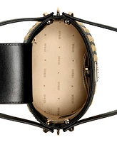 Guess Atalia Mini Raffia Crossbody Bucket Bag