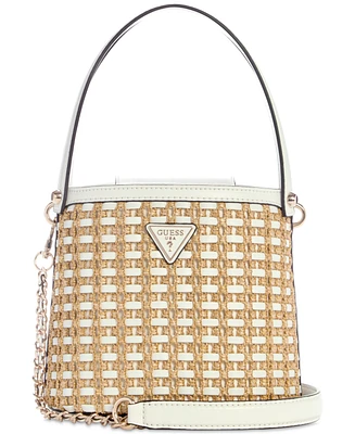 Guess Atalia Mini Raffia Crossbody Bucket Bag